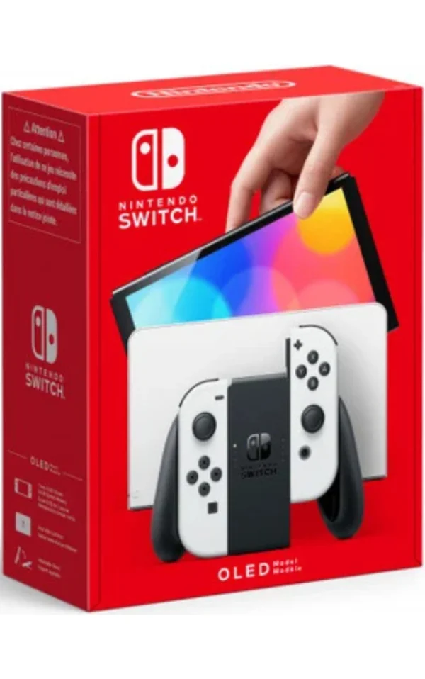 Nintendo Switch OLED avec Joy-Con blancs - Console portable haut de gamme disponible au Maroc.